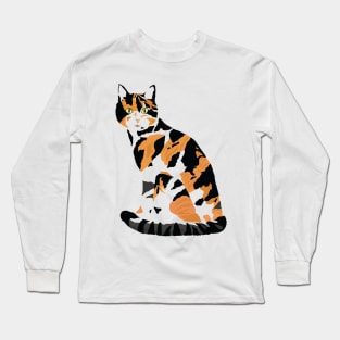 Calico cat sitting Long Sleeve T-Shirt